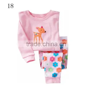 S32656W Wholesale OEM Lovely Comfot Cartoon Print Pajamas Set For Kids 2 Piece 100% Cotton Sleepwear thumbnail-2