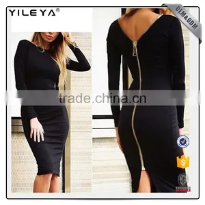 2017slim Back Zipper Sexy Pencil Tight Long Sleeve Club Dress for Lady thumbnail-1
