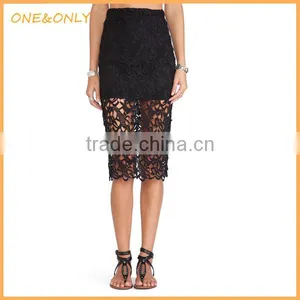 Decorate Formal Long Black Lace Skirt thumbnail-1