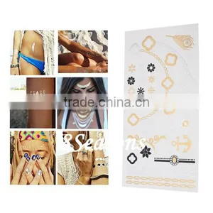 Hot Fashion Snowflake Pattern Gilding Water Transfer Printing Waterproof Paper Temporary Tattoos Sticker thumbnail-1
