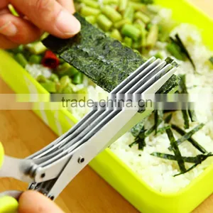 Stainless Steel 5 Layers Kitchen Scissors Multi-functional Shredded Cut Herb Green Onion Cut Scissor Spices Kitchen Tool KC1056 thumbnail-2
