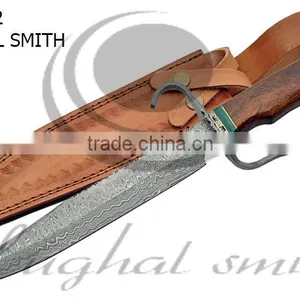 Damascus Steel Hunting Knife MS 7182 With Leather Sheath thumbnail-1
