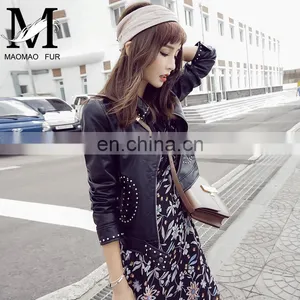 Fashion Real Curly Hip Hop Style Sheep Skin Leather Overcoat Women thumbnail-1