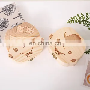 Baby Tooth Box Organizer Save Milk Teeth Wood Boy Girl Kids The Tooth Fairy's Storage Box thumbnail-4