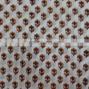 Pure Cotton Hand Block Printed Fabric Natural Sanganeri Handmade Jaipuri Fabric thumbnail-2