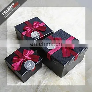 Custom Classic Black Art Paper Luxury Gift Box With Bowknot thumbnail-3