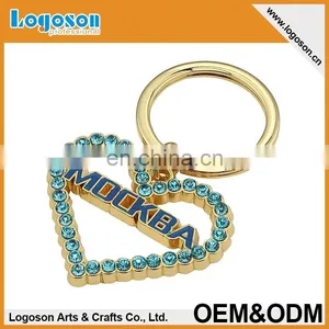 Custom Logo Metal Heart Rhinestone Keychain thumbnail-4
