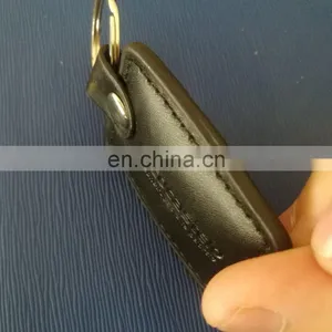 Black Leather Key Ring Holder With Embossed Logo thumbnail-3