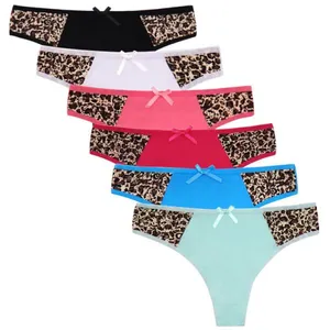 Yun Meng Ni Sexy Underwear Front Fashion Lepoard Printed G-string Cotton Thong For Lady thumbnail-3