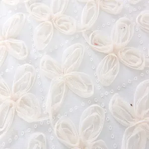 India Stock Beaded Lace Sequin Dance Dress Mesh Fabric thumbnail-2