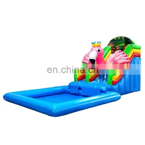 Professional Supplier Inflatable Flamingo Water Slide With Pool Inflatable Water Play Equipment For Water Park thumbnail-1
