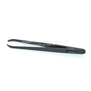 Plastic Tweezers Black Flat Head Elbow Pointed Flat Nose Round Head Plastic Anti-static Tweezers Carbon Fiber Tweezers 93304 thumbnail-1