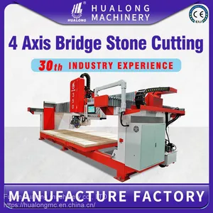 Hualong Machienry Plc Automatic Cutter 3 Axis Bridge Saw Stone Cutting Machine For Granite Marble Quartz Stone Slab Kitchen Countertop thumbnail-1