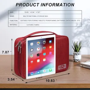 Electronic Bag Travel Cable Accessories Bag Waterproof Double Layer Electronics Organizer Portable Storage Case thumbnail-2
