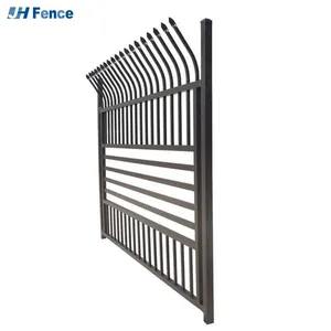 Garden Fence Outdoor Black Powder Coated Curved Top Steel Fence thumbnail-1