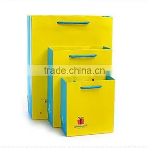 Bright Yellow Color Fancy Paper Shopping Bag thumbnail-1
