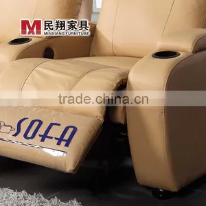 Home Theater Furniture, Blue Color Leather Home Theater Recliner Sofa thumbnail-4