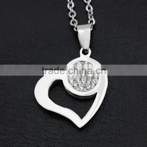 Titanium Heart Pendant Necklace Jewelry Diamond Cut Heart-shaped Clavicle Chains Wholesale thumbnail-3