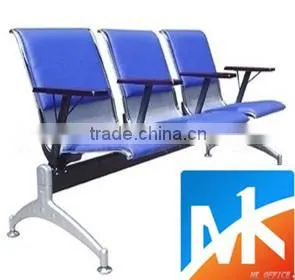 Modern Hair Salon Beautiful High Quality Stainless Steel Dark Blue Waiting Room Chairs to Sale for Hairdresser thumbnail-1