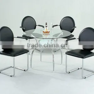 Modern Dining Set/ Glass Dining Table and Black Dining Chair thumbnail-1