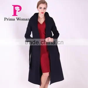 2016 New Design Spring Women Slim Fit Long Wool Coat With Belt thumbnail-4