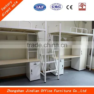 Modern Cheap School Furniture Metal Dormitory Bed With Computer Desk And Cabinet thumbnail-1