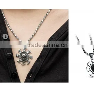 Wholesale Fashion 316l Stainless Steel Skull Necklace With Sun for Men Gift thumbnail-5