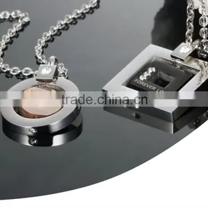 Fashion Jewelry 2016 316L Stainless Steel Square Forever Love Necklace for Men thumbnail-3