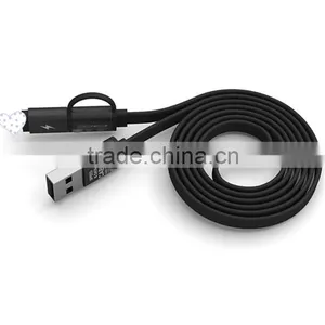 2 In1 Flat Noodle Usb Cable for Iphone & Samsung or Other Smart Phone thumbnail-1