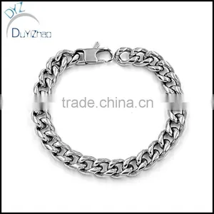 Stylish 316L Stainless Steel Silver Cuban Chain Men's Bracelet thumbnail-1