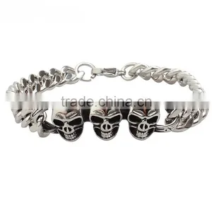 Kindy Jewelry JCB0236 Vintage Punk Style Stainless Steel North Skull Bracelet for Men Supplier's Choice thumbnail-2