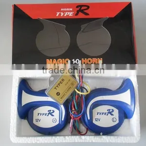 Classical Horn 12v Electric Magic Snail Horn Blue and White Plastic Snail Horn thumbnail-3