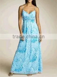100% Silk Printed Ladies' Maxi Dresses thumbnail-1
