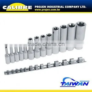 CALIBRE 1/4", 3/8" & 1/2" DR. 13pcs Star Deep Socket Set thumbnail-1