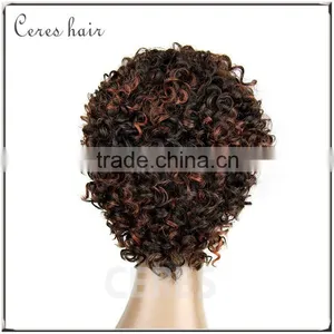 100% Human Hair Short Spring Curl Lace Front Wig Mixed Flaxen Color Brazilian Human Hair Wig at Factory Wholesale Price thumbnail-4