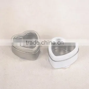 Plain Printing and Heart Shape Gift Tin Box With Window for Wedding Favor thumbnail-1