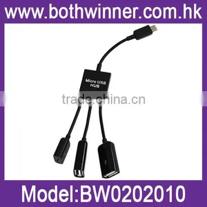 MICRO USB MALE TO 2-PPORT USB 2.0 FEMALE+ 1 MICRO USB FEMALE CHARGING HUB thumbnail-1