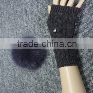 Factory Price Women's Leather Gloves With Rex Rabbit Fur/black Gloves thumbnail-5
