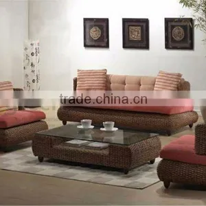 Wicker Living Room Sofa - Water Hyacinth Traditional Style thumbnail-1