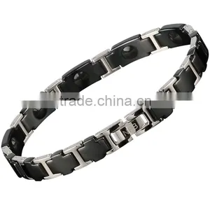 Noproblem P065 FDA Tourmaline Germanium Bio Magnetic Titanium Stainless Steel Sports Energy Fashion Health Bracelet thumbnail-1