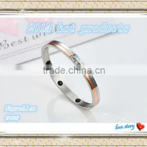 P083 Noproblem Bio Ceramic Titanium Power Crystal Charm Fashion Stainless Steel Bracelet thumbnail-1