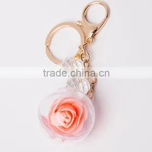 New Arrive Big Ball Inside With Crystal Flower Key Rings Pearl Keychain For Car Bag Key Chains Accessories thumbnail-5