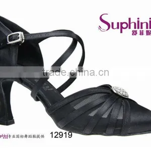 Suphini Satin Mesh Fashon Closed Toe Pump Ballroom Dance Shoes thumbnail-1