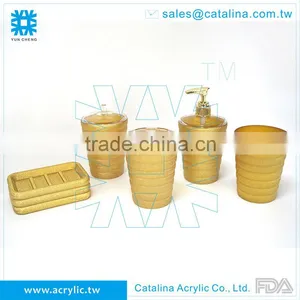 Taiwan Manufacturer High Quality Gold Soap Dispenser Soap Dish Acrylic Bathroom Accessory thumbnail-1
