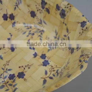 Retail No Normal Anomaly Triangle Color Painting Picture Handmade Bamboo Woven Wooden Salad Bowl Kitchen Tools thumbnail-5