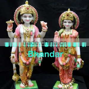 White Marble God Vishnu Lakshmi Statue thumbnail-1