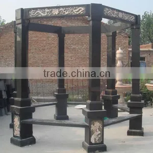 Garden Marble Gazebo With Flowers Statue thumbnail-1