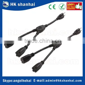 Wholesale Hot Sale Electrical Cable Nema 5-15p Plug Male to 2 x Nema 5-15r Female 2-Outlet AC Power Y Splitter Cord Power Cable thumbnail-1