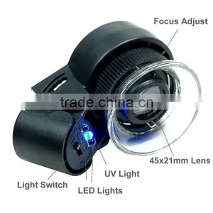 Mini 45X Lighted Jewelers Loupe / Magnifier With LED & Fluorescence Lights thumbnail-1