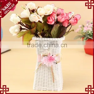 Home or Wedding Used Plastic Wicker Handcraft Artificial Flower Basket Decoration thumbnail-1